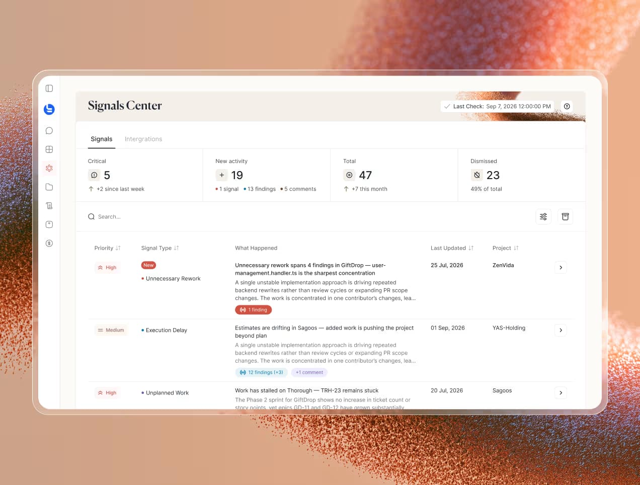 Tolmete intelligent risk alerting preview — project risk alerts with evidence and recommended actions