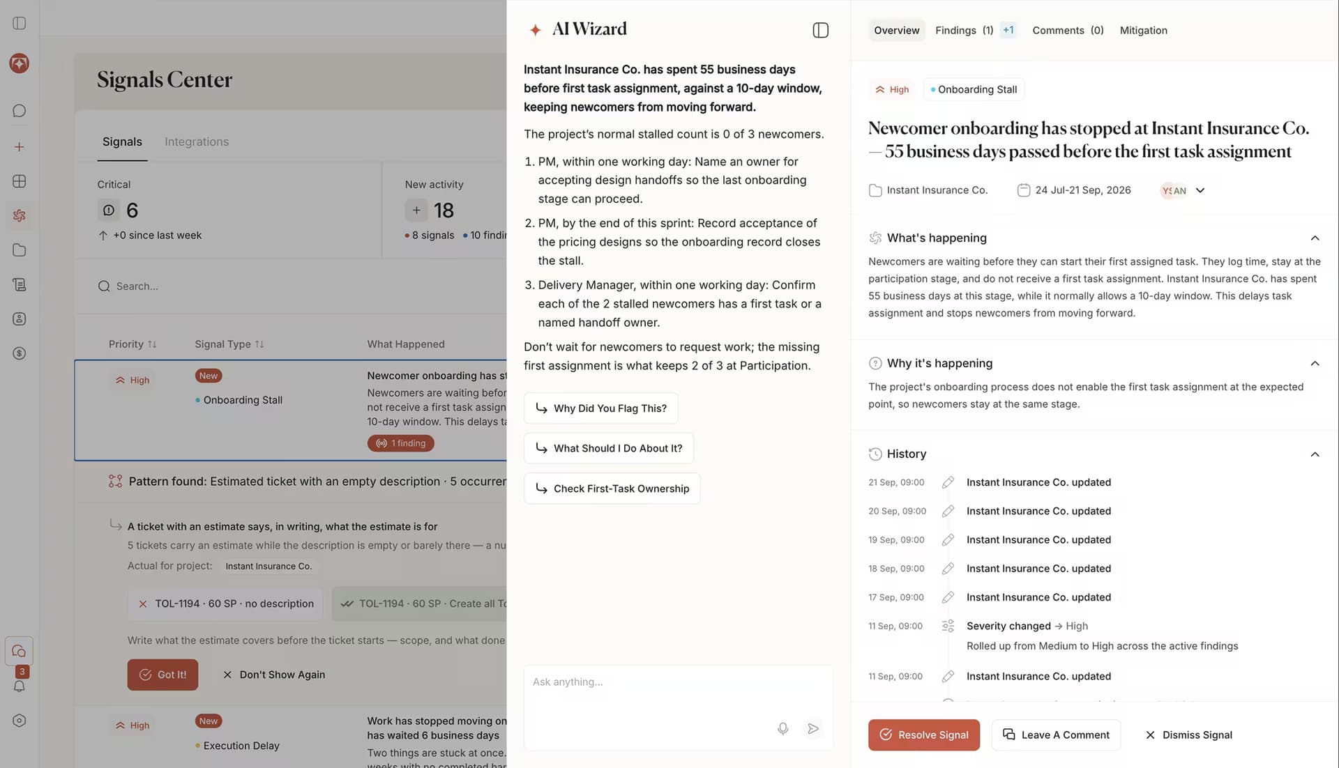 Tolmete contributor chat view — logging work through conversation
