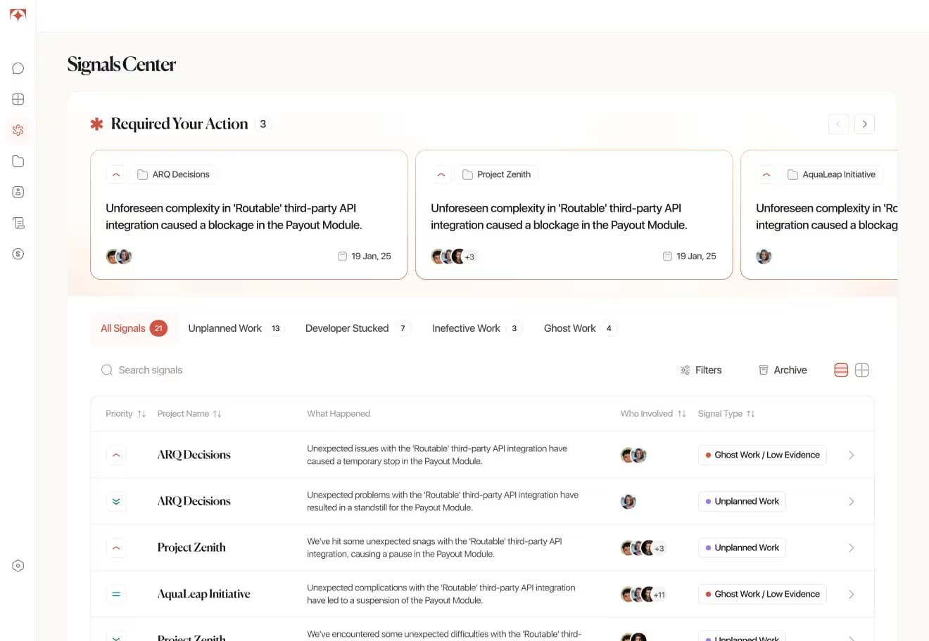 Tolmete margin protection preview — signals center surfacing budget drift on fixed-price projects
