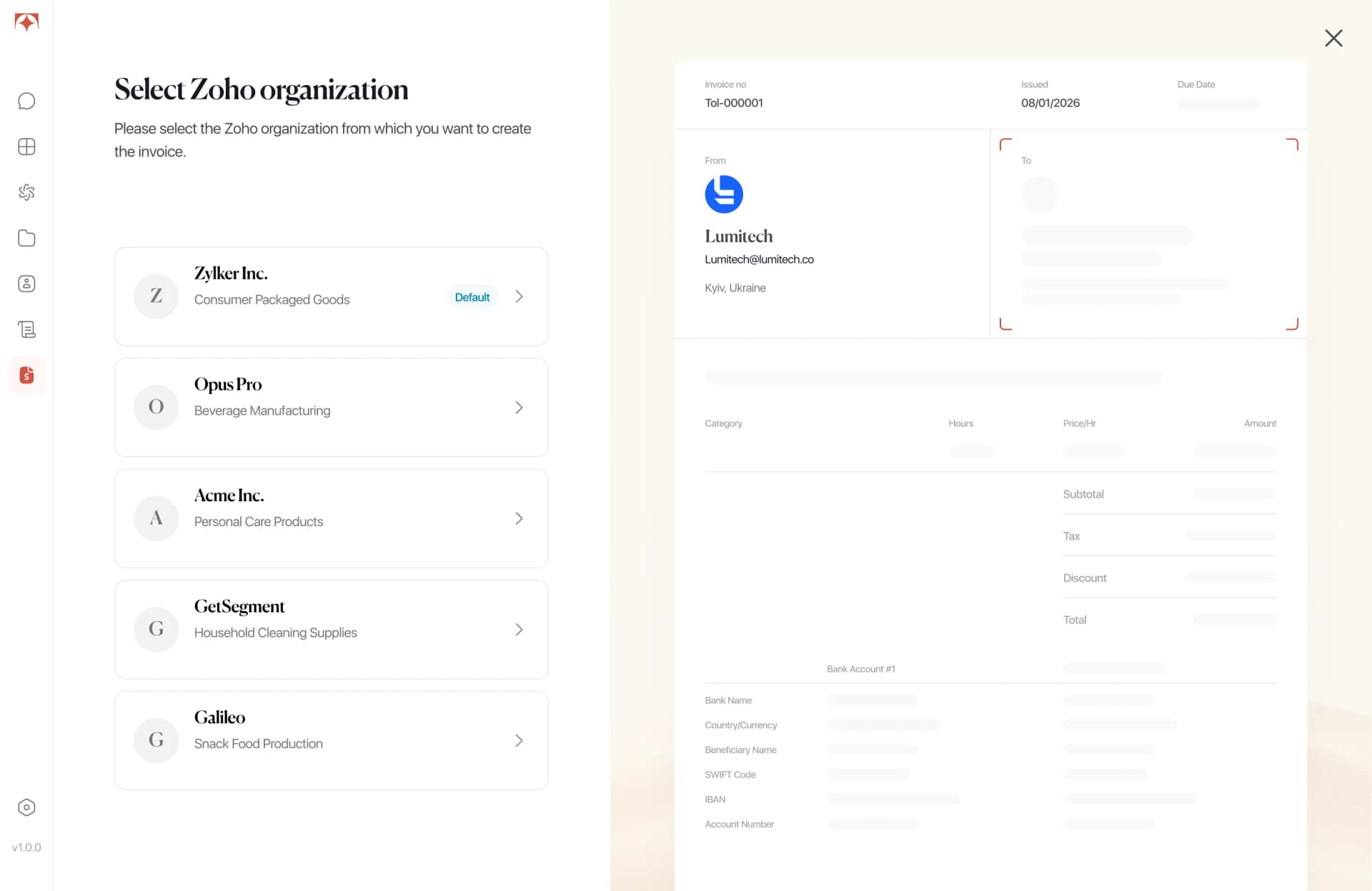 Tolmete invoicing integrations — connect Zoho Books or QuickBooks